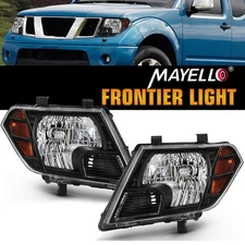 Pair Black Headlights Headlamps for 2009-2021 Nissan Frontier Truck Left & Right