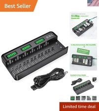 12 2 Bay Universal Rechargeable Battery Charger for AA AAA C D 9V Ni-MH Ni-CD...