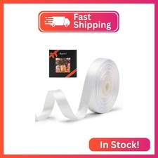 Solid Color Double Faced White Satin Ribbon 5/8" X 25 Yards, Ribbons Perfect for