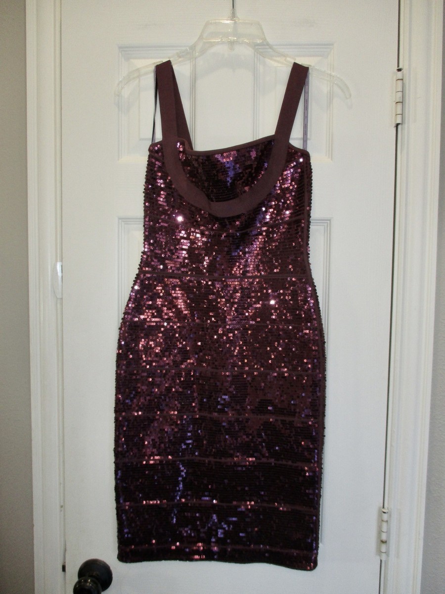 Herve Leger S Katherine Bandage Dress Sequins Purple BodyCon Embellished  View 2