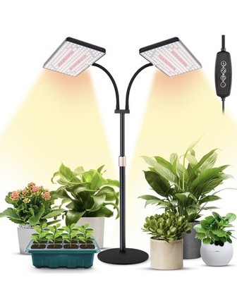 LBW Upgraded Desk Grow Lights for Indoor Plants, Dual-Head 428 LED Tabletop Full