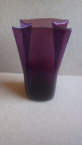 VINTAGE 1988 BLENKO GLASS PLUM PAPER BAG VASE 8813S DON SHEPARD 8 1/2"