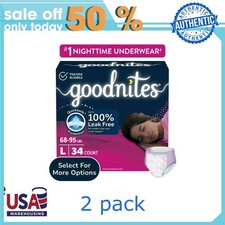 Goodnites Girls Nighttime Bedwetting Underwear Large 68-95 Lbs 68 Coun