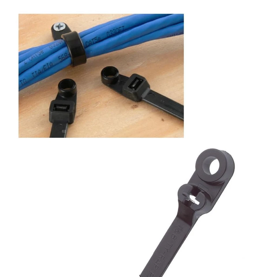 Screw Mount Cable Tie Zip Wire Wraps Nylon Long Strong Chassis ALL SIZES 100pk - Image 3 of 4
