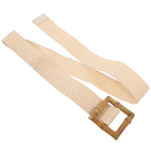 Cinturón con hebilla de bambú rafia cintura grande para pantalones elástico ancho - Imagen 6 de 12