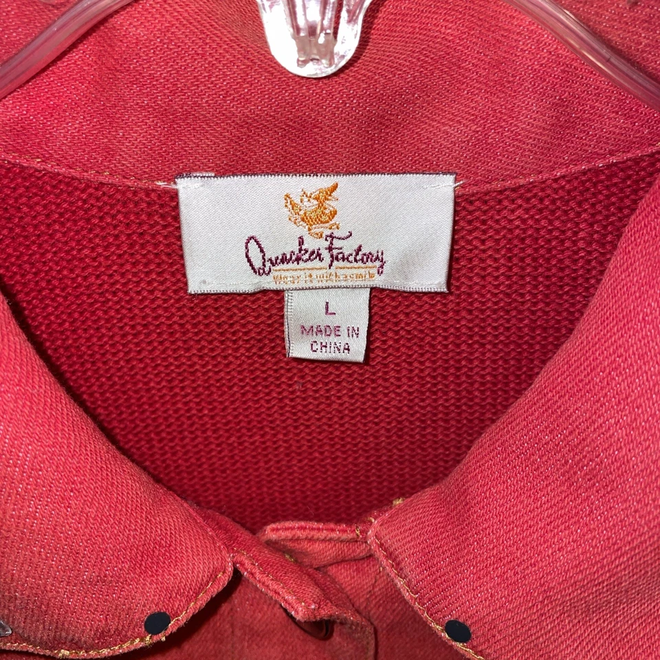 Quacker Factory Light Shacket Womens Size Large Red Orange Sequined Going Out - Image 2 of 4