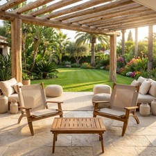 Salotto da Giardino 2 Poltrone Tavolino Legno Wood Cotton Club Flamenco TOOMAX