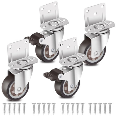 Nefish Side Mount Casters 2 Inch L-Shaped Small Rubber Caster Set of 4, Ball Bea