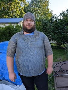 Medieval Chain Mail Shirt and Coif  XXL