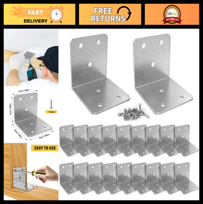 20 Pcs Metal Corner Braces, 2 in Silver L Brackets for Wood (with Screws), 90 De