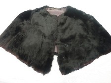 Echtes Fell Vintage  alter Umhang Stola Poncho schwarz mit Futter 1930 edel