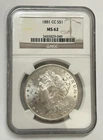 1881-CC Carson City Morgan Silver Dollar NGC MS62 Brilliant Uncirculated