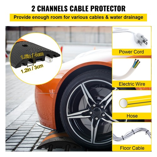 Modular Rubber Speed Bump Driveway Cable Protector Ramp 6FT with 2 Channel - Picture 3 of 12