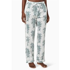 Desmond & Dempsey Howie Pineapple Long Cotton Pajama Pants White Green S