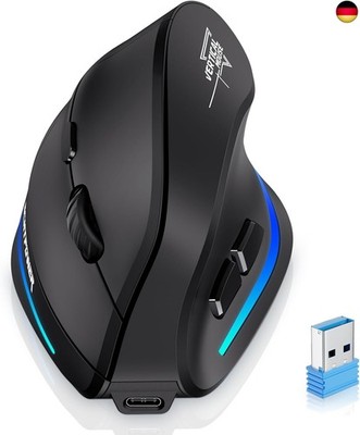 ECHTPower 2.4G Vertikale Ergonomische Maus Wireless, Wiederaufladbare kabellose