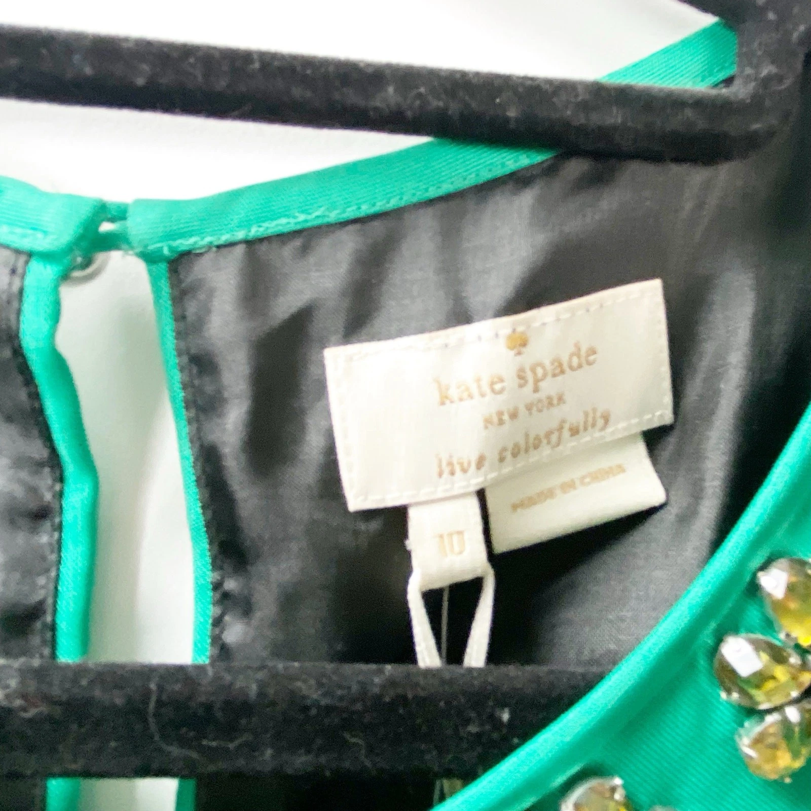 Mini abito donna Kate Spade Rosita nuovo con etichetta senza maniche strass bicolore taglia 10