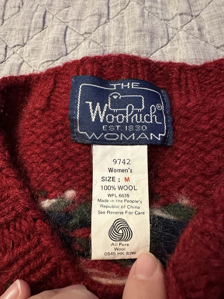 Suéter Woolrich Mujer 100% Lana Perro Gráfico Rojo Pullover Mujer’s M De Colección Foto 2 de 4