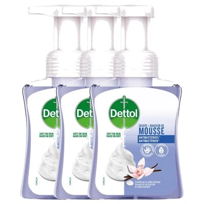 [3059948006817-3] DETTOL Lot de 3 Flacons pompe de 250 ml Douceur de mousse –... - Photo 1/2