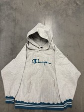 Vintage Rare Made In USA 90s Distressed Reverse Weave Champion Gray Hoodie XL