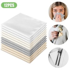 12PCS Mens Handkerchiefs Solid Color Set Handkerchief Hanky Satin Pocket Square