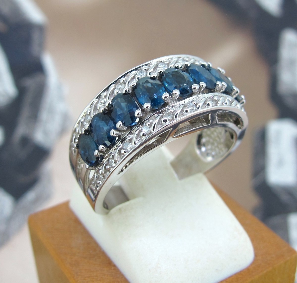 1.62 ctw Sapphire 14k White Gold .25 ctw Diamonds Ring Size 7 View 4