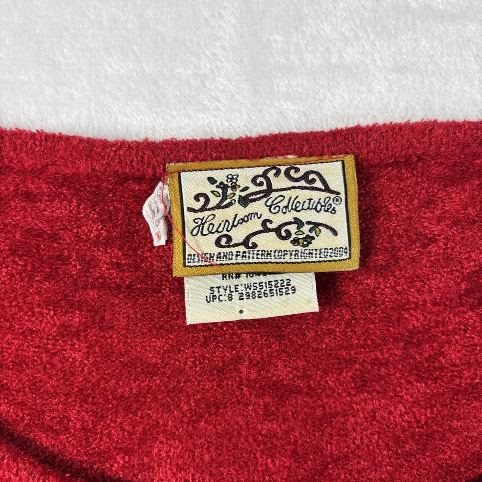 Túnica Pulôver Feminina Vintage Herança Colecionáveis Tamanho XL Vermelho Terry Chenille Veludo - Imagem 2 de 4