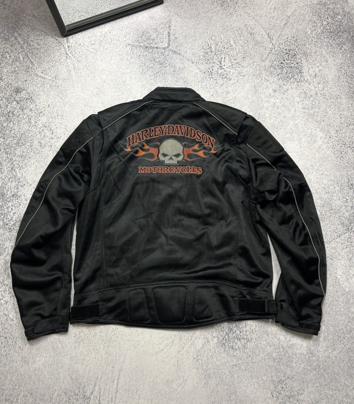 Flames Harley Davidson Biker Motorcycle Jacket Big Logo Rare