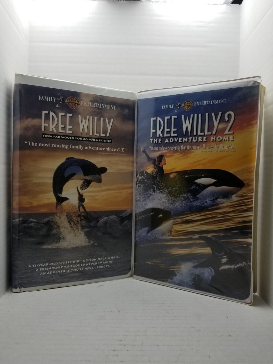 Free Willy & 2 The Adventure Home VHS Movie Lot Clamshell Double
