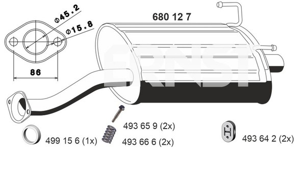 EndschalldäMpfer NachschalldäMpfer Ernst 680127 FüR EK Civic Honda EJ 6 EJ9-image