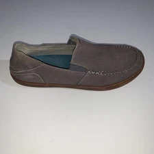 OluKai Shoes Mens Size 12 Gray Puhalu Canvas Slip On Loafers Moc Toe 10294-2633