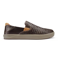 OluKai Lae‘ahi Lauhala Men’s Woven Leather SlipOn Shoes Size 11 Dark Wood $165
