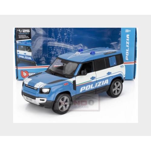 Land Rover Burago 1:24 nuevo Defender 110 Polizia 2020 azul claro modo BU21111-POL - Imagen 2 de 2