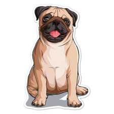 Pug Dog, Vinyl Decal Sticker, Indoor Outdoor, 3 Sizes, 8131