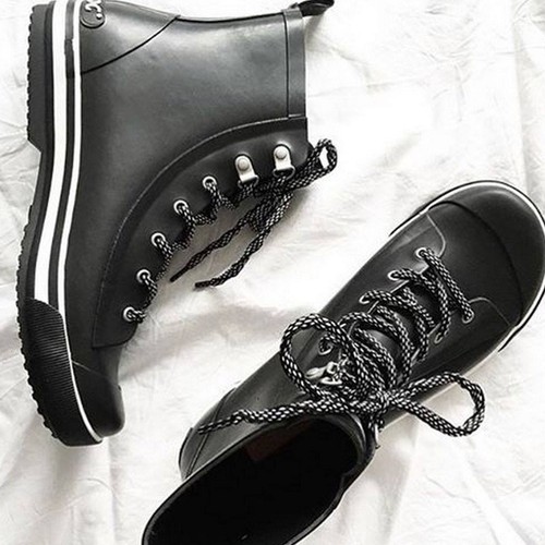 Rocket Dog Rainy Swag Damen Gummi Hi-Top Schnürstiefel Wellies Festival Neu - Bild 10 von 21