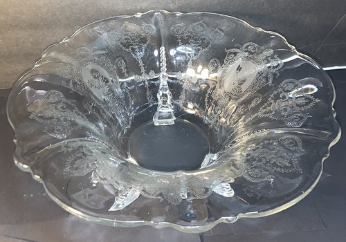 Vintage Heisey Clear Elegant Glass Empress Etched Minuet-503 Footed Dolphin Bowl - Picture 2 of 12