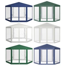 Hexagonal Patio Gazebo Outdoor Canopy Party Tent Activity Event w/ Mesh Net