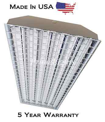 6 Lamp T8 HighBay Fluorescent Light Fixture * WITH WIREGUARD & BULBS * LOT OF 10