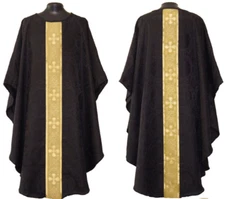 BLACK clergy gothic vestment & Stole,Gothic chasuble ,Casel,Casulla,chasuble
