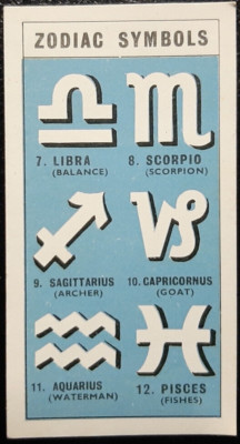 (GBR-C04) GB 1958 Brooke Bond, Out into Space, ''ZODIAC SYMBOLS'' VG no 23