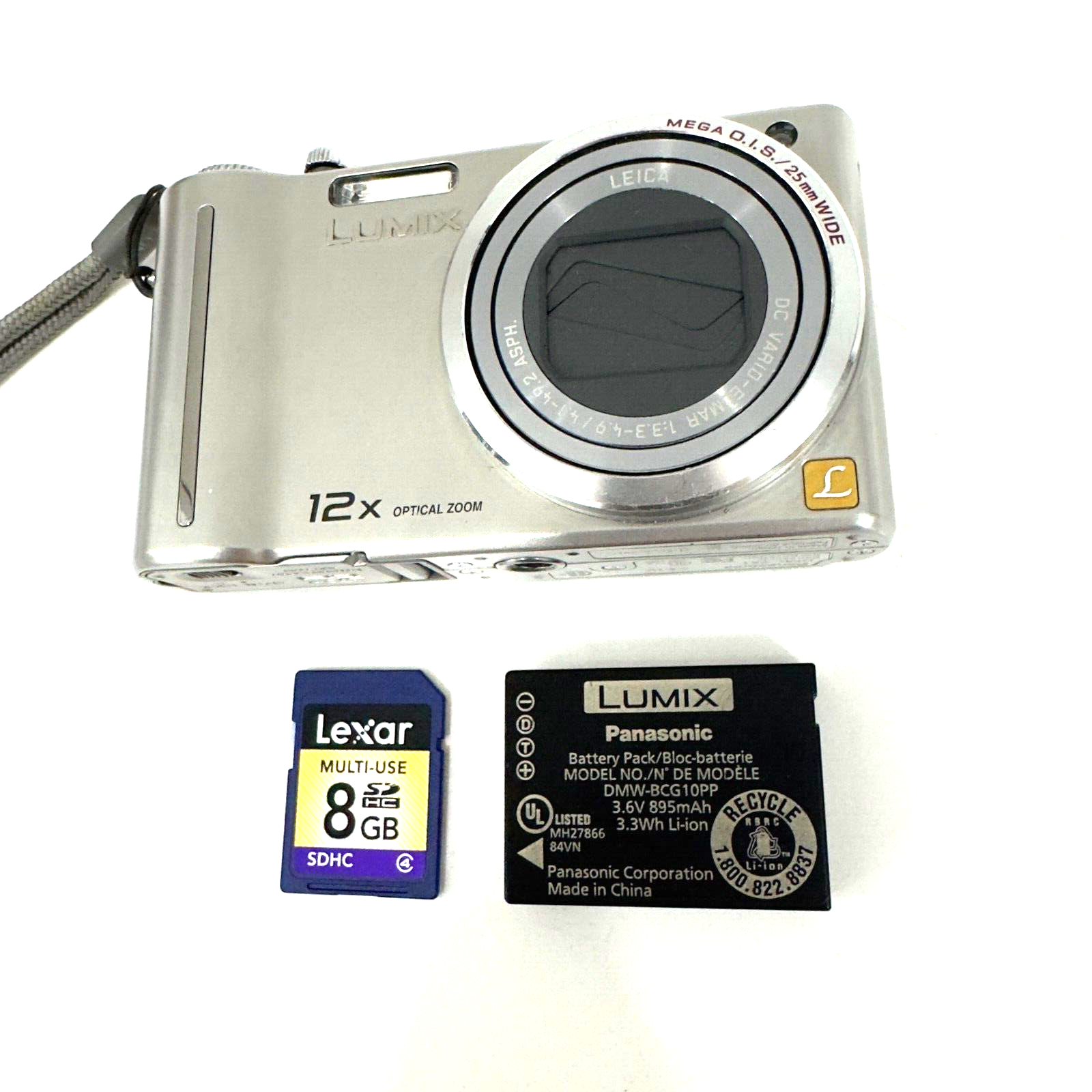 Panasonic LUMIX DMC-ZS1 12X Zoom Digital Camera Silver W/ Battery