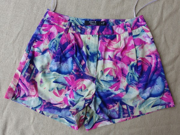 Paper Hearts Floral Tailored Lined Mini Shorts Women's Size 10 Waist 75 cm