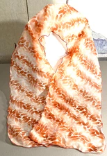 Fashion Scarf Vintage Leaves Leaf Design Rectangle EUC 47" Long 8" Ruffled Edges