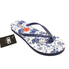GBG Los Angeles Womens Darcy-22 Blue Floral Print Thong Flip Flops