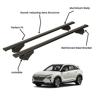 2 Pcs Black Roof Rack Cross Bars For HYUNDAI NEXO SUV 2019-