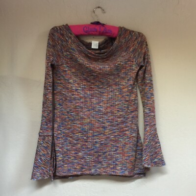 Anthropologie Akemi + Kin Zaka Space Dye Off Shoulder Bell Sleeve Top Size XXS