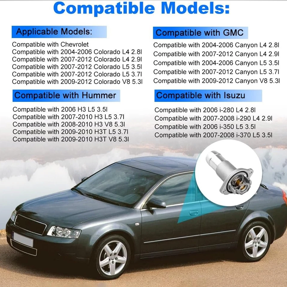 Termostato y carcasa para Chevrolet Colorado/GMC Canyon Hummer H3 H3T Isuzu i-280 Foto 4 de 4