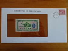 Albanien 1 Lek Banknotenbrief Franklin Mint BANKNOTES OF ALL NATIONS