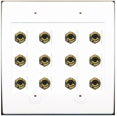 RiteAV 12 Banana 6 Speaker Surround F/F Coupler Binding Post Wall Plate 4 Pack