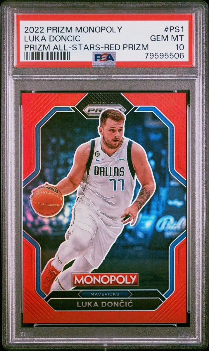2022 PRIZM MONOPOLY LUKA DONCIC ALL STARS RED /99 PSA 10 DALLAS