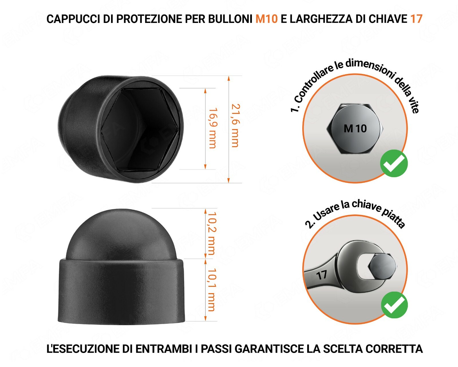 PD® Tappi di protezione esagonali M5 (larghezza tra le